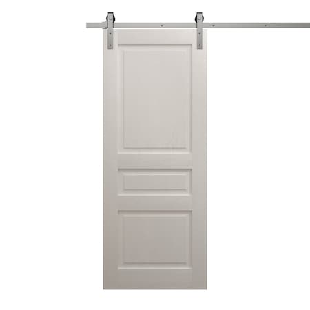Sartodoors Modern Barn Door 24 x 80 inches, Ego 5012 Painted White Oak, 6.6FT Silver Rail Track Heavy Hardwar EGO5012BD-S-PWO-24