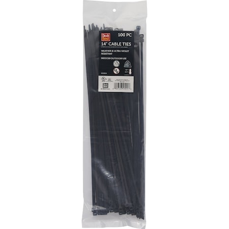 Do It Best 14''x0.189'' Black Molded Nylon Weather Resistant Cable Tie, 100PK LH-S-360-14-UVB