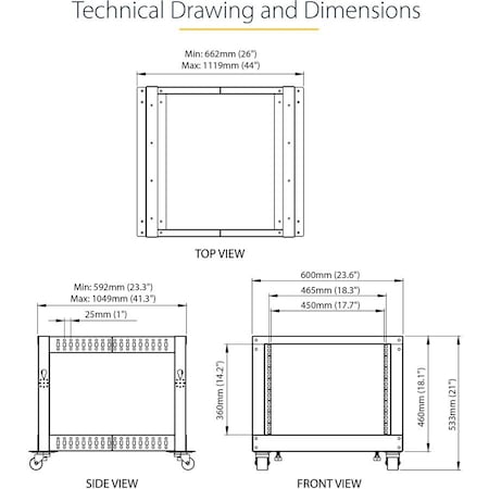 Startech.Com 8U OPEN FRAME SERVER RACK W/ ADJUSTABLE MOUNTING DEPTH OF 22IN-40IN & 18IN TALL 4POSTRACK8U