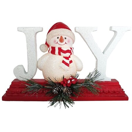 Santas Forest Lighted Joy Snowman, 8 in H, Christmas, Resin/PVC, White/Red 89804