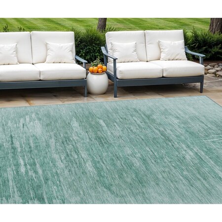 Homeroots 10' X 14' Aqua And Teal Blue Abstract Washable Indoor Outdoor Area Rug 587631