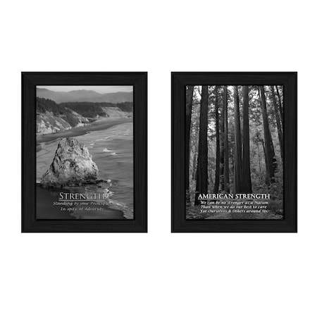 Homeroots Set Of Two Strength 2 Black Framed Print Wall Art, 2PK 405753