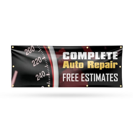Signmission Complete Auto Repair Free Estimates, 36 Inch x 96 Inch, Vinyl Banner B-96-30526