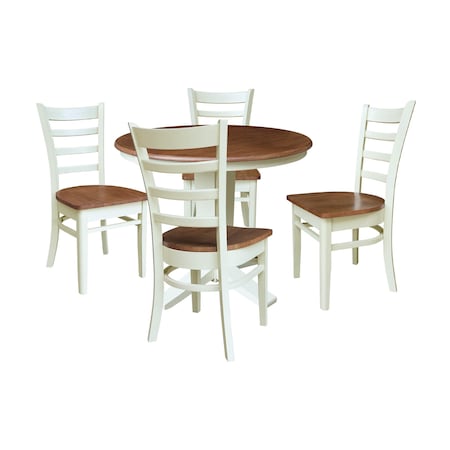 Whitewood Industries Rectangular Extension Dining Table W/ 4 Chairs, 36 in W, 30.1 in L, 48 in H, Parawood, 4 K79-36RXT-23B-C617-4