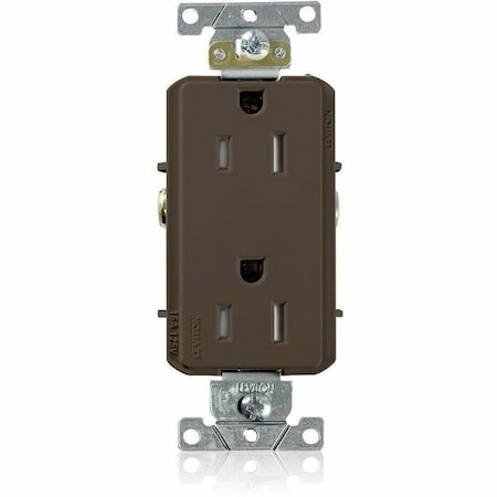 Leviton Straight Blade Receptacle, 5-15R, 15 A, 125V AC, 2 Pole, 3 Wire, Flush Mount, Grounded TDR15