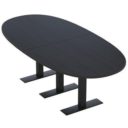 Skutchi Designs 8ft Conference Table With Power Unit | 8 Person Modular Boval Meeting Table | Harmony Series HAR-BOVL-48X96-T.BK-U999ST19-NA