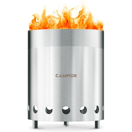 Campior Wood Burning Fire Pit Stove, Smokeless, Stainless Steel, Removable Ash Pan, Carry Bag LFSTVSM22
