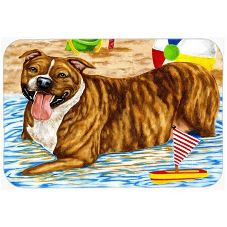 Carolines Treasures Beach Bum Staffie Glass Large Cutting Board AMB1338LCB