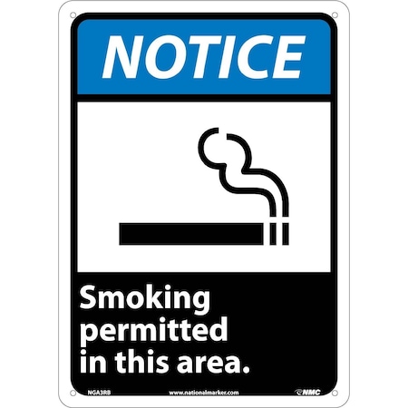 Nmc Notice Smoking Permitted In This Area Sign, NGA3RB NGA3RB