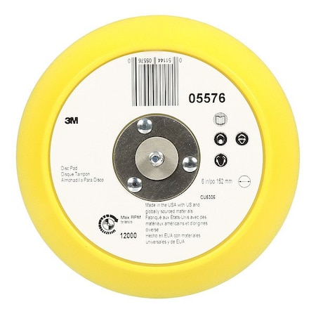 3M PSA Disc Backup Pad, 6 in Dia, PK10 7000045680