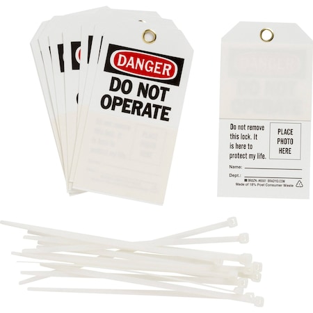 Brady Tag DANGER DO NOT OPERATE/REMOVE THIS LOCK TO PROTECT MY LIFE Polyester 10PK 122984