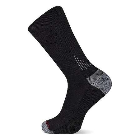 Wolverine Socks, Black, Crew, Men's, Polyester, PK6 WWM40010C6B2001