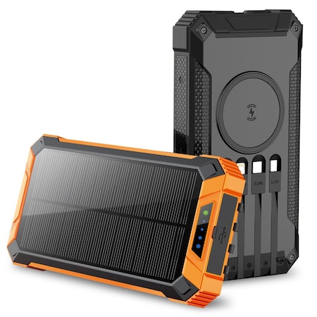 Alpha Digital Power Bank- 20,000mAh, Solar, 4 Cables, Wireless Charging - Combo ZL808-Combo