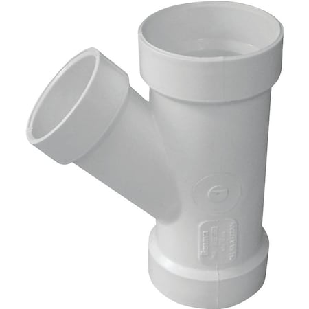 Canplas DWV Reducing Pipe Wye, 4 x 4 x 3 in, Hub, PVC, White, SCH 40 Schedule 192327L