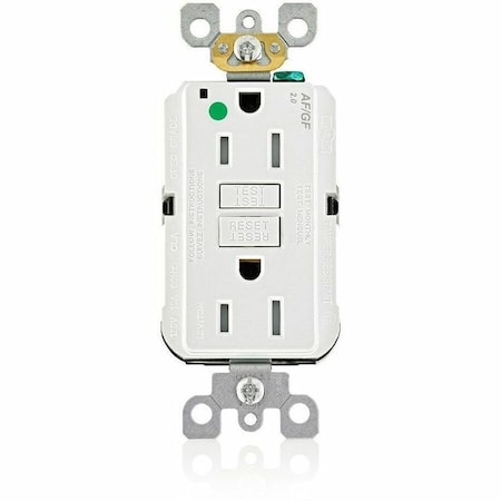 Leviton Receptacle, 15 A, 125V AC, White AGTR1-HGW