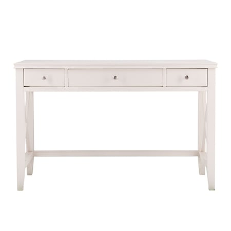 Homeroots 48" White Poplar Solid Wood Writing Desk With Three Drawers 402066