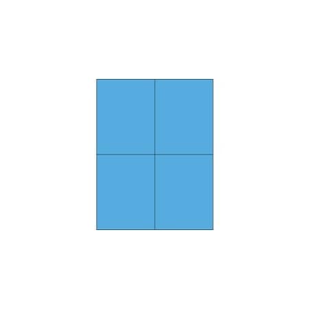 Bubblefast 4 1/4 x 5 1/2'' Fluorescent Bright Blue Rectangle Laser Labels-4 Labels per Sheet BFLL183BB