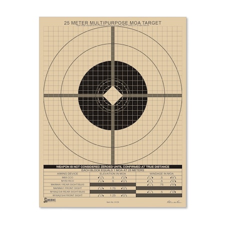Rite In The Rain Twenty Five Meter Target, 8.5 in x 11 in 9129