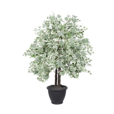 Vickerman 4 ft. Silver Maple Bush in Gray Plastic Pot Plant, Dark Green TBU1640-RG