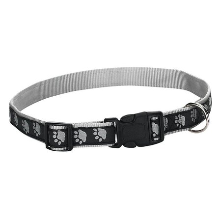 Casual Canine Dog Collar, 6 to 10 in L Collar, 3/8 in W Collar, Nylon, Black, Two Tone Paw Print ZA8871 06 17