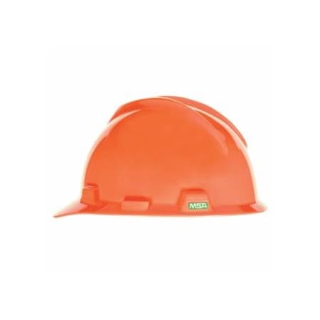 Msa Safety V-Gard Slotted Hard Hat Cap, Fas-Trac III Suspension, Hi-Viz Orange 454-489364