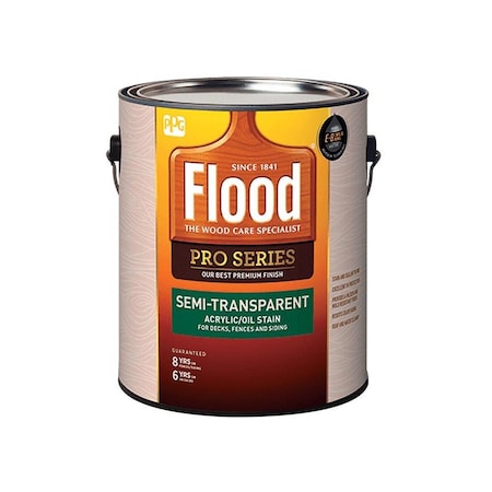Flood Acrylic/Oil Semi-Transparent Deck, Fence, and Siding Exterior Stain, Neutral Base, 1 gal, White FLD81201