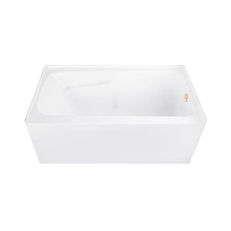 Kingston Brass 54" Acrylic Rectangular 3-Wall Alcove Tub Combo w/ Armrests in Glossy White/Polished Brass CVTAP543023R2