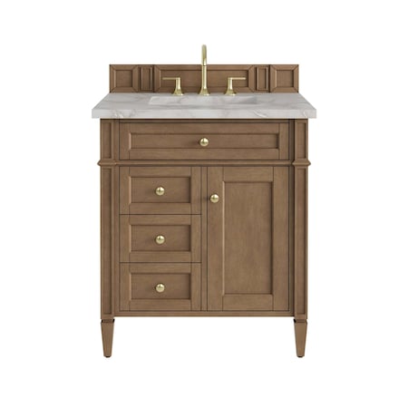 James Martin Vanities Brittany 30" Single Vanity, Pecan w/ 3 CM Victorian Silver Silestone Top 655-V30-PCN-3VSL