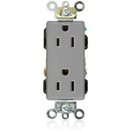 Leviton Industrial Grade Decora Receptacle, 15 Amp, 125 Volt 16262-GY