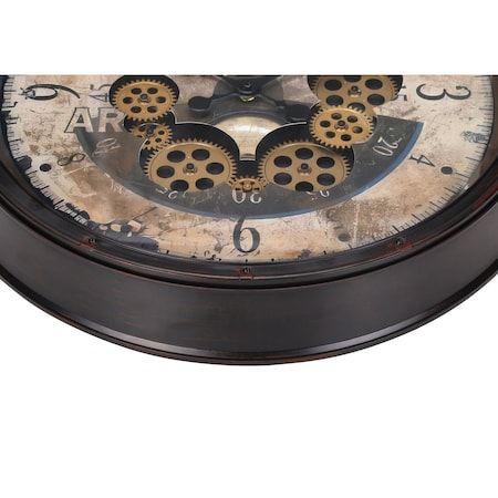 Monarch Specialties Clocks, 20'' Round, Gear Mechanism, Wall Clock, Brown, Transitional I 9061