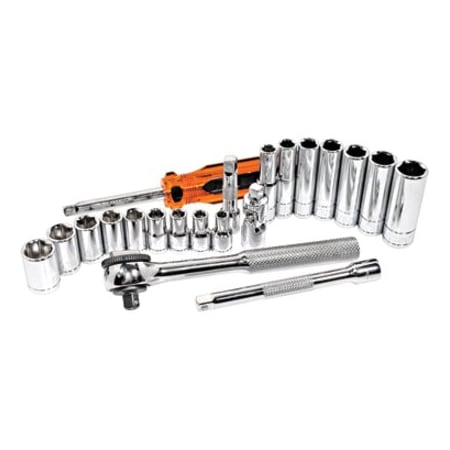 K-Tool International SAE Socket Set, 1/4"Dr, 6Pt, 21 pcs. KTI-21000