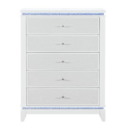 Homeroots 36" White Wood Lighted Five Drawer Dresser 633693