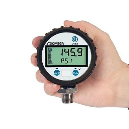 Omega Digital Pressure Gauge, General Purpose, Advanced, Vacuum, -15 psi to 15 psi, 0.25 %, 1/4 " NPT Mal DPG8001-30V15