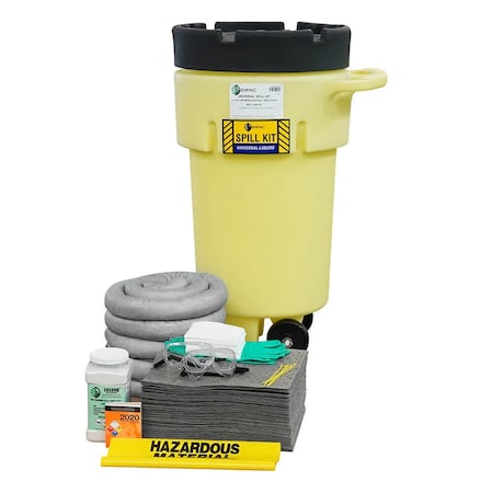 Enpac 50 Gallon Wheeled Poly SpillPack Spill Kit, Universal, Yellow with Black Slip-Top Lid 1450-YE