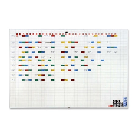 Magna Visual Planning Board, Steel, 48 in, 72 in, Aluminum Frame, White, Gloss EBK-4872