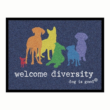 Jorgensen Laboratories Dog is Good Welcome Mats - Welcome Diversity - Rainbow J1583A