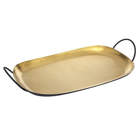 Homeroots 20in Gold Rectangular Stainless Steel Serving Tray With Handles 517540