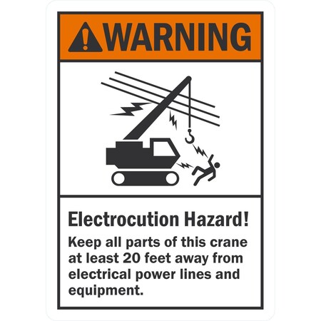 Lyle Electrocution Hazard Keep 20 Ft Away, 10x14, Non-Reflective, White G-1429-PL_10x14