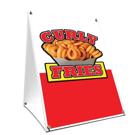 Signmission Curly Fries, 36 Inch x 24 Inch A-frame Yard Sign, Plastic Sign SBC-2436-Curly Fries