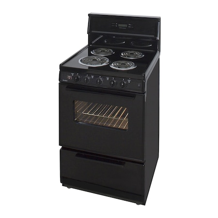 Premier Electric Range, 24 inW x 46 inH x 26 inD, 2.91 cu. ft. Oven, Windowed Oven Door, Coil Top, Black 805707