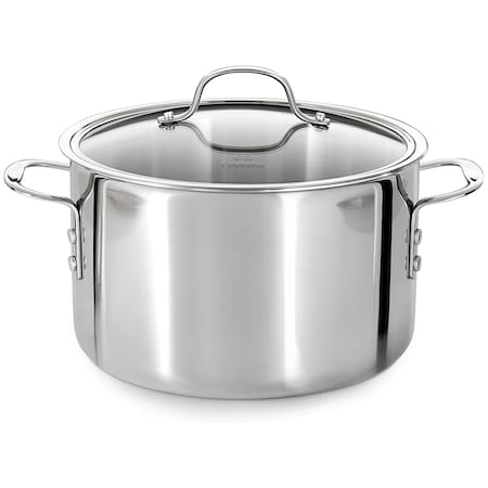 Calphalon 8 Quart Tri-Ply Stainless Steel Stock Pot with Lid and Aluminum Core 1887023