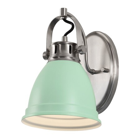Jonathan Y Phineas 7" 1-Light Adjustable Farmhouse Bohemian Iron LED Vanity Light, Mint Green/Nickel JYL1114C