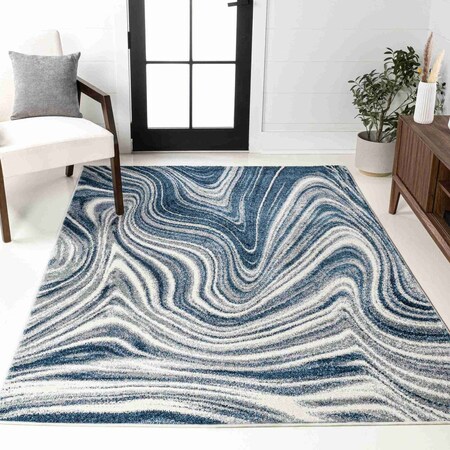Jonathan Y Eleni Contemporary Glam Abstract Marble Turquoise/Cream 5 ft. x 8 ft. Area Rug SEU301C-5