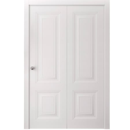 Sartodoors Sliding Closet Bi-fold Doors 60 x 80 inches, BASIC 9422 White, Sturdy Tracks Moldings Trims Hardwa BASIC9422BF-SKIN-60