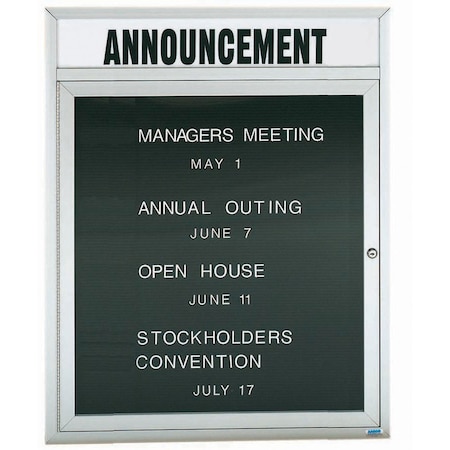 Aarco Outdoor Enclosed Directory w/ Al Frame Header, Clear Satin Anodized Finish, 36''Hx30''W OADC3630H