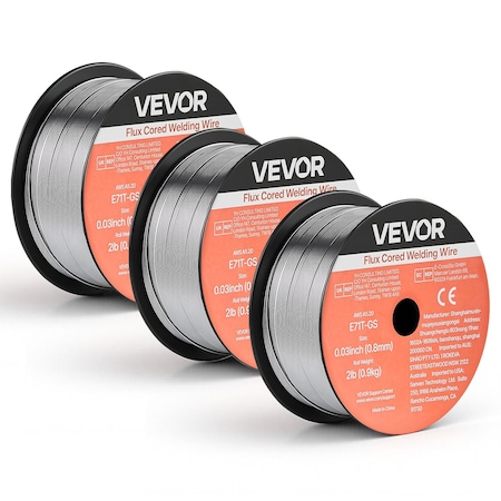 Vevor Flux Core MIG Welding Wire 0.03 in 2LBS Gasless Mild Steel MIG Wire, 3PK E71T-GS