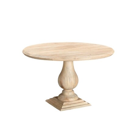 Homeroots 48" Natural Solid Wood Pedestal Base Round Top Dining Table 565245