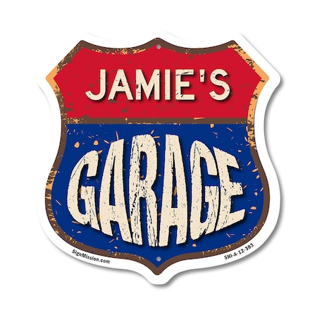 Signmission Jamie's Garage, 12 Inch X 12 Inch, Aluminum Metal Sign SHI-A-12-383-JAMIE