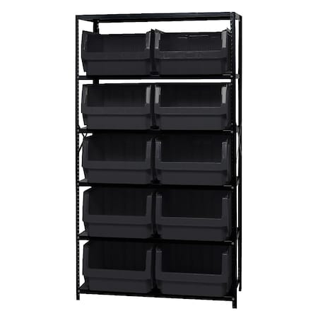 Quantum Storage Systems 6 SHELF OPEN UNIT W/10 BLACK BINS MSU-543BK