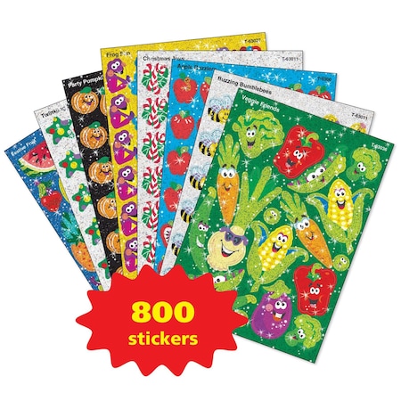 Trend Sparkle Stickers Assortment Pack, 800 Stickers T63908